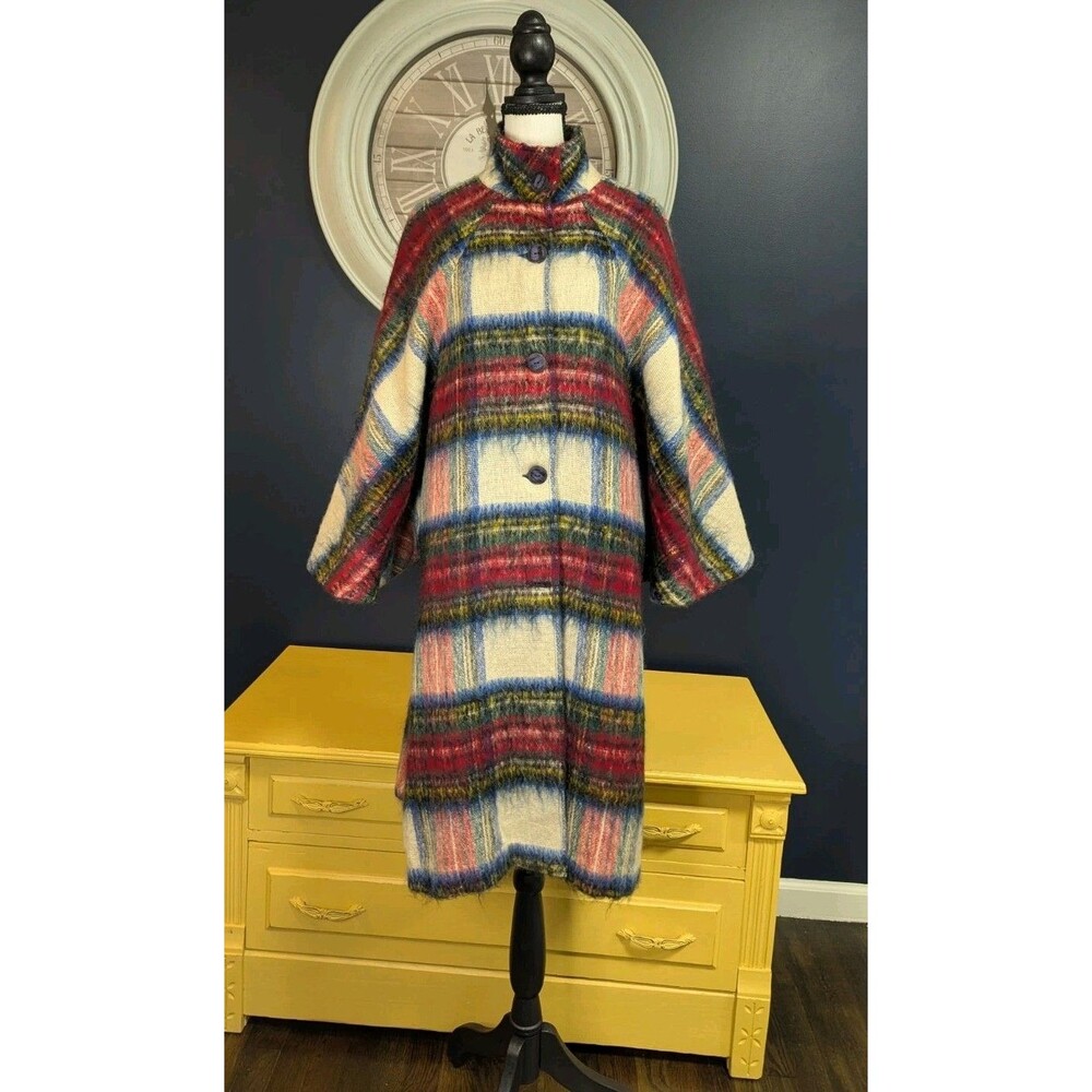 Vtg Fraser Cameron Mohair Wool Blend Poncho Jacket Womens Small Made In Scotland